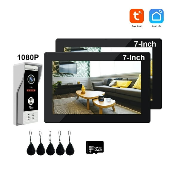 7/10 Inch Video Intercom 1080P Doorbell For Apartment 2-Monitors Kit In Private House Wifi Security Home System Swipe Unlock ,Crystal-Clear 2K