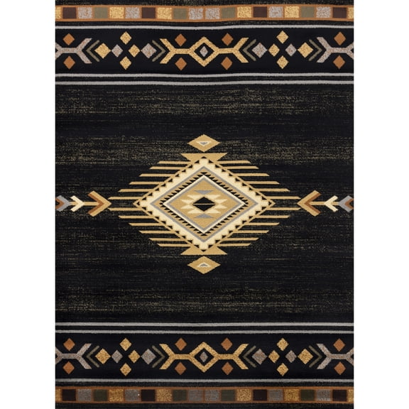 7'10" X 10'3" Black Rug Carpet, Polypropylene, Stain , For Entertainment Areas Area With Touch, 10'3", Porches