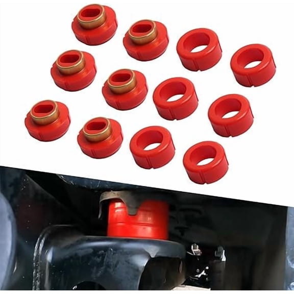 7-108 Body Mount Bushing Kit For 1981-1987 Chevy C10/C20/C30 & GMC C1500/C2500/K1500/K2500 2WD/4WD Polyurethane Mount Set Performance Bushings Replacement With Metal Fixing Ring(12 Pcs)