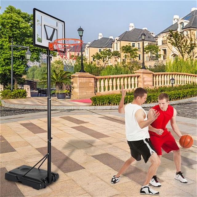 7-10ft Adjustable Outdoor Basketball Hoop System with 35 Inch Backboard ...