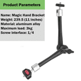 7/11Inch Adjustable Magic Articulated Arm Super Clamp for Mounting