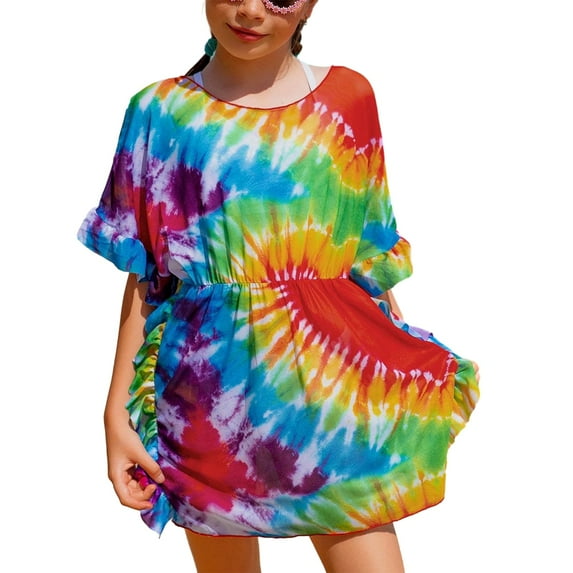 7-11T Girls Summer Swimsuits Cover-ups, Big Girl Beach Bikini Coverup Swimwear Wraps, Size 7-11 Years