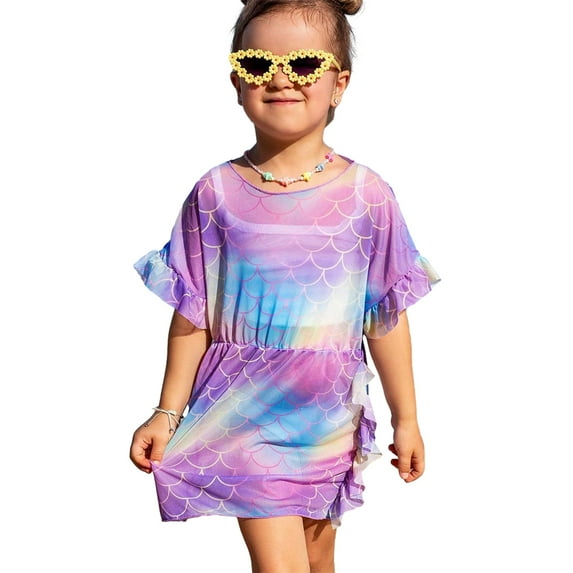 7-11T Girls Summer Swimsuits Cover-ups, Big Girl Beach Bikini Coverup Swimwear Wraps, Size 7-11 Years