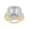 thumbnail image 1 of 7.12 CT Emerald, Baguette And Round Cut Simulated White Diamond Halo Engagement Ring For Women In 14K Yellow Gold Plated 925 Sterling Silver -4, 1 of 7