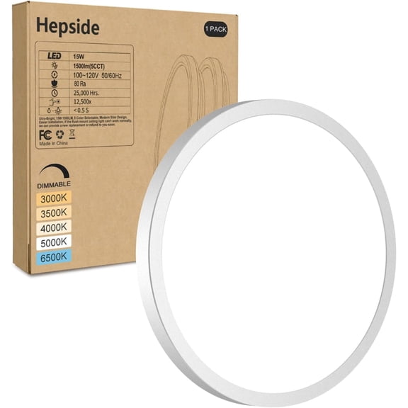 7/12 Inch LED Flush Mount Ceiling Light,  Dimmable with 5 Color Temperatures, Modern Fixture for Kitchen, Bedroom and Hallway