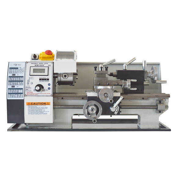 7"*12" Precision Metal Bench Lathe Inch/Metric Thread Brushless Motor Infinitely Variable Speeds 600W WM180V