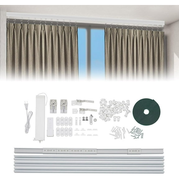 7-13.78ft Aluminum Alloy Smart Curtains Motorized Curtain Track with Remote Control APP Control Voice Control Timer Curtain Opener Low Noise Electronic Curtain Track with Memory Function,45db Noise