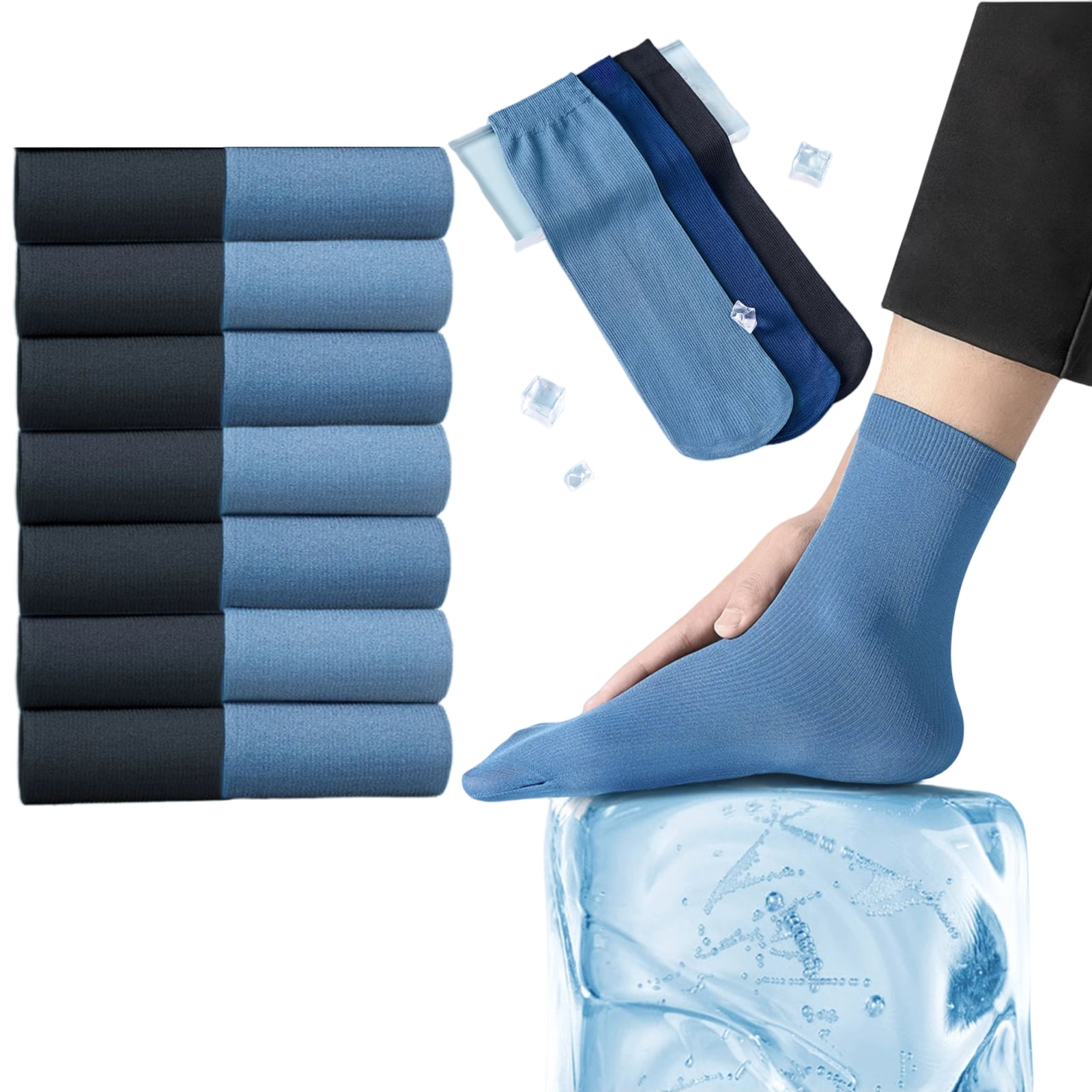 7/14 Pack Unisex Silk Sheer Crew Socks Ultra Thin Breathable Dress ...