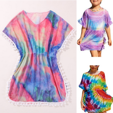 7-14T Girls Summer Swimsuits Cover-ups, Big Girl Beach Bikini Coverup Swimwear Wraps, Size 7-14 Years