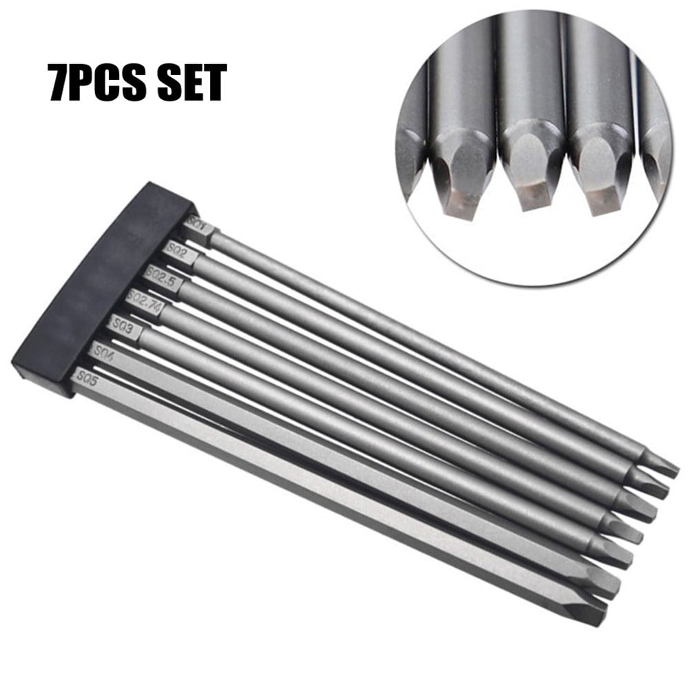 7× 150mm SQ1SQ5 Square Head Screwdriver Bits Set Hex Shank