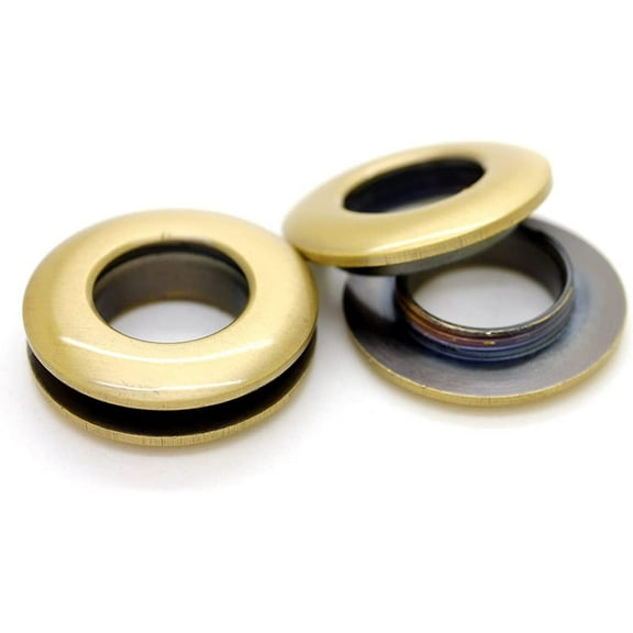7/16" (11mm) Hole Metal Screw Rings Eyelets Grommet Quality Round Polished Purse Replacements Easy Installation Pack of 4 SCET (Brushed Brass)