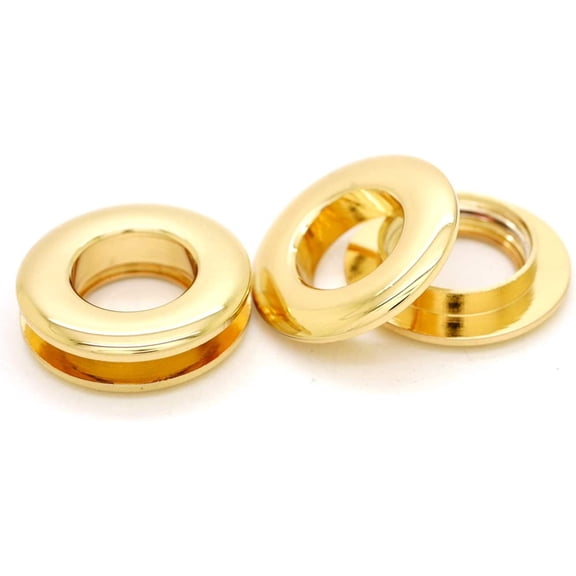 7/16" (11mm) Hole Metal Screw Rings Eyelets Grommet Quality Round Polished Purse Replacements Easy Installation Pack of 4 SCET (Gold)