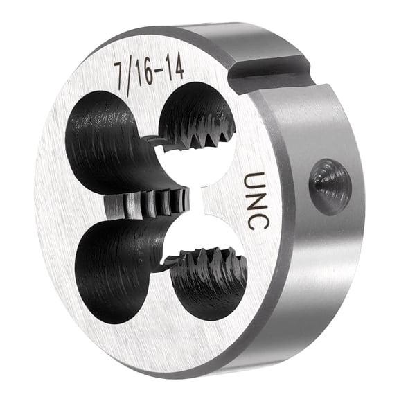 7/16"-14 UNC Round Threading Die, Right Hand Alloy Steel Machine Thread, Non-Adjustable Repair Screw Cutting Tool for Mild Steel, Copper, Aluminum