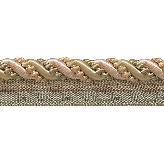 7/16" (1cm) Large Shiny Decorative Twisted Rope Cord with Lip | Cord Trim # 0716I2,, Prairie Beige #3853 (Light Beige, White Ivory, Light Orange) 9 Yards (27 ft/8m)