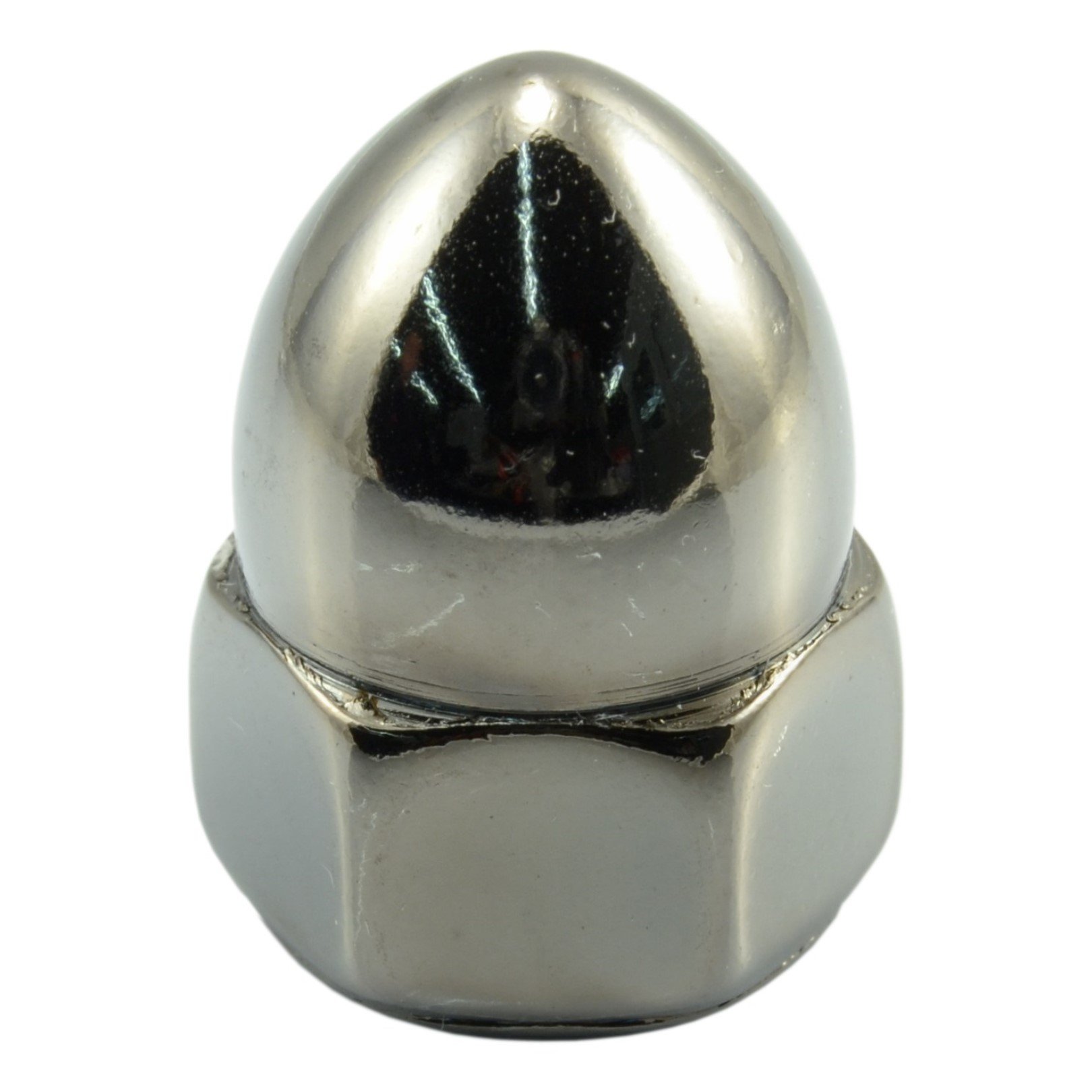 7/16"-20 Black Chrome Plated Steel Fine Thread Acorn Nuts (4 pcs.)