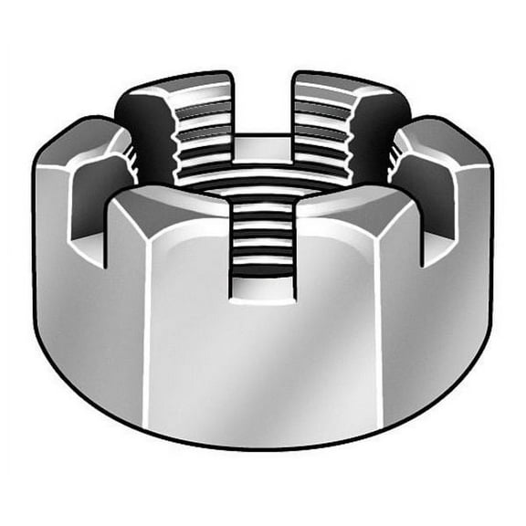 7/16"-20 Grade 2 Zinc Plated Finish Low Carbon Steel Round Slotted Castle Nut, 25 pk.(287260-PG)