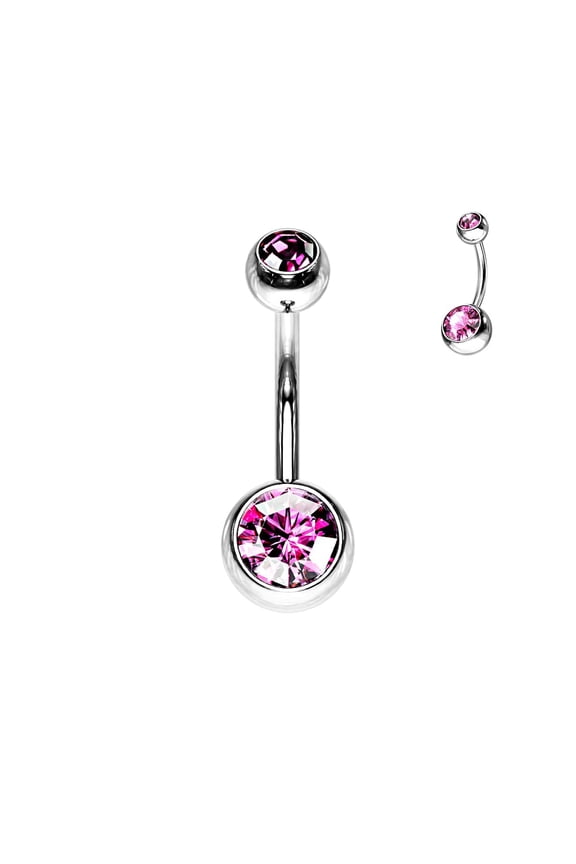 7/16" Belly Button Rings 14G Shiny Pink CZ Belly Rings Jewelry Crystal Balls Navel Piercing Jewelry