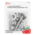 thumbnail image 1 of Dritz Extra-Large Eyelet Kit with Tool, 7/16-Inch, 10 Count, Nickel, 1 of 7