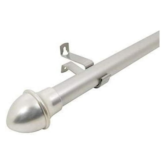 7/16 Inch Cafe Curtain Rod - 28 to 48 Inch Adjustable Width - Window Curtain Rod Set - Graber Round Rod for Kitchen, Bathroom, Living Room - Brass Finish