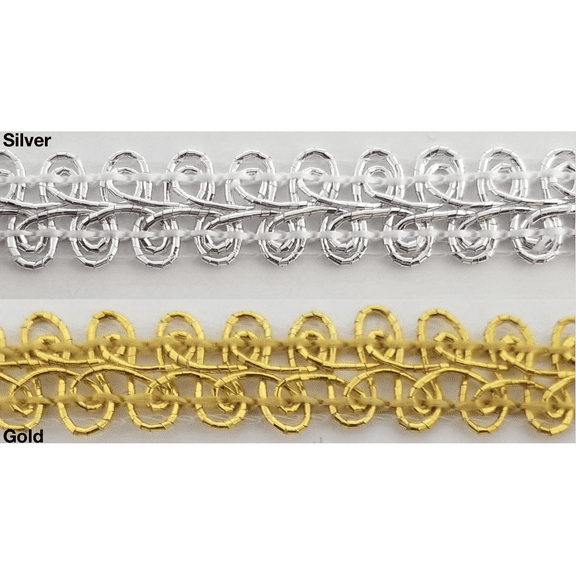 7/16'' Metallic French Chinese Braid Gimp Trimming - 18 Continuous Yards - MADE IN USA