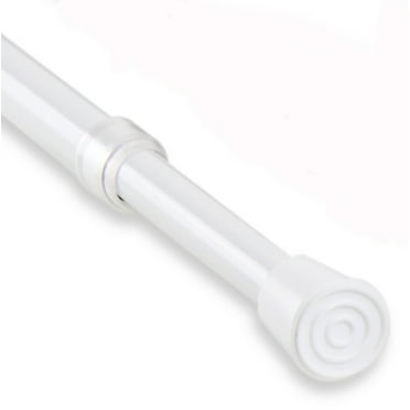 7/16" Round Spring Tension Curtain Rod, White, 18-28"