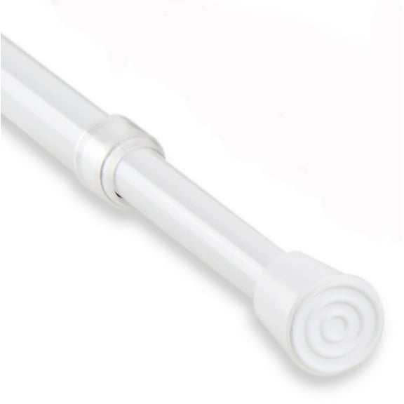 7/16" Round Spring Tension Curtain Rod, White, 18-28"