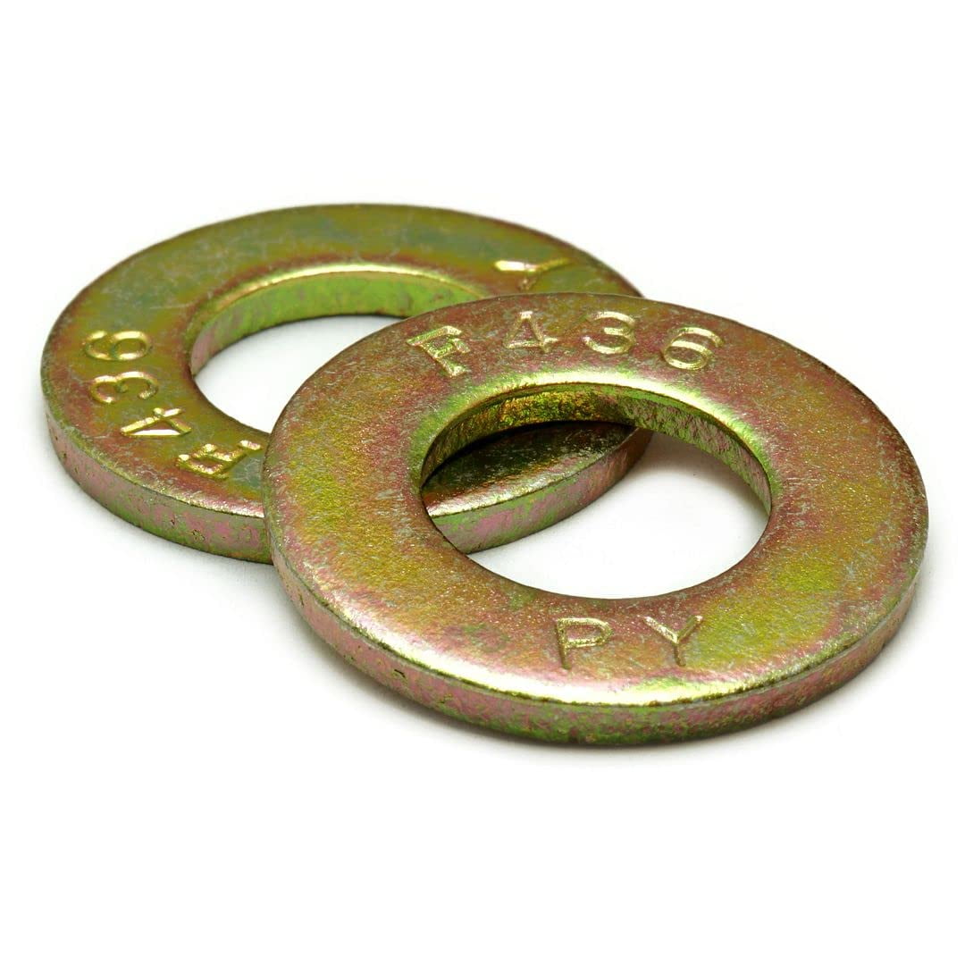 7/16" X 15/16" Structural Flat Washer, Yellow Zinc, CR+6, 500 Pack