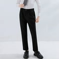 thumbnail image 1 of 7-16 Years Middle Aged Boys' Fashion Solid Color Middle Waist Pocket Button Zipper Straight Pants Long Pants, 1 of 6
