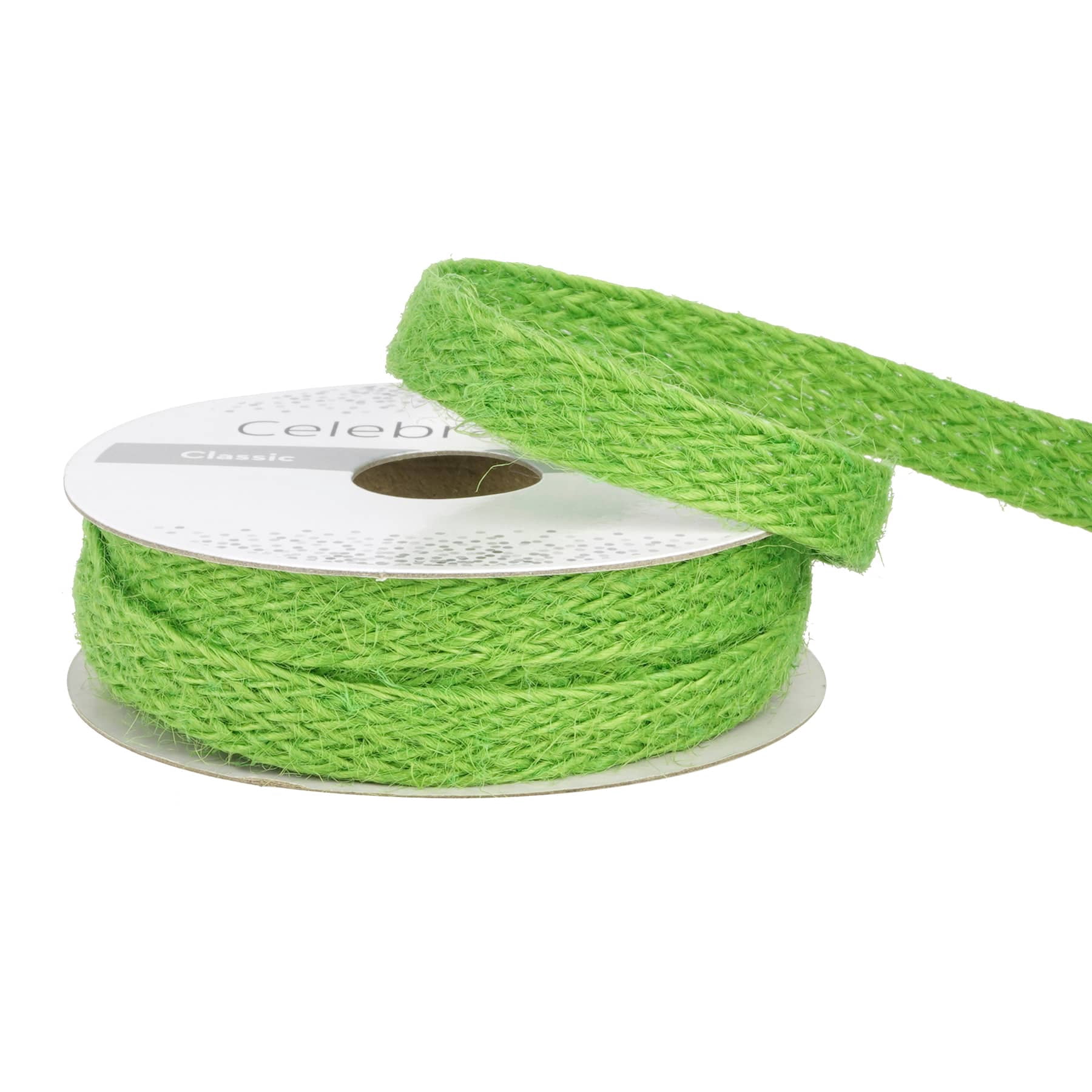 Celebrate It 7/16" x 7yd. Emerald Jute Ribbon - Braided, Non-Wired, Ideal for Gift Wrapping, Baskets & Rustic Decor, 12 Pack