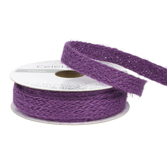 Celebrate It 7/16" x 7yd. Purple Jute Ribbon - Braided, Non-Wired, Ideal for Gift Wrapping, Baskets & Rustic Decor, 12 Pack