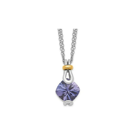 7.18 Carat (Ctw) Lab-Created Blue Garnet Dangling Pendant Necklace in Sterling Silver with Chain for Women