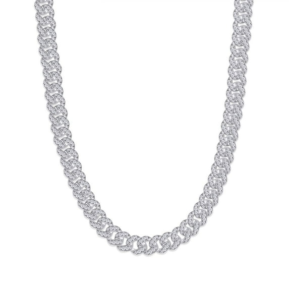 6 Ct Lab Created Moissanite Diamond 6MM Width Cuban Link Chain Necklace For Men In 14k White Gold Over 925 Sterling Silver 24" Length(Color G-H,Clarity VVS1)