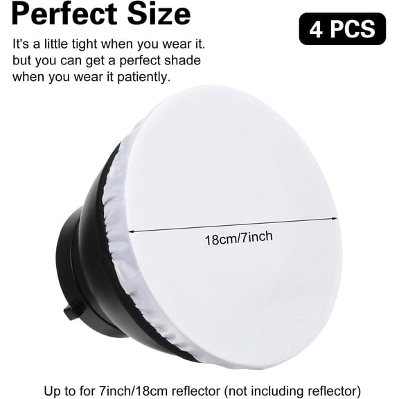 7"/18cm Light Diffuser,Soft Diffuser Lamp Cover White Lamp Shade Diffuser,Great for Studio Strobe Reflectors, Video Shooting (4Pcs)