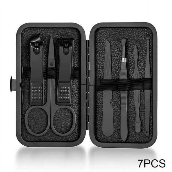 7-18pcs Manicure Tool Set Stainless Steel Cuticle Nipper Cutter Kit Professional Nail Clippers Pedicure Nail Art Grooming Tools (7pcs)