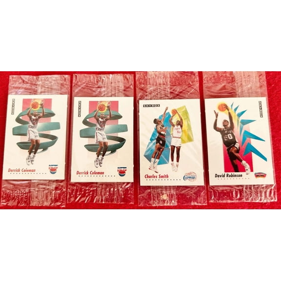 4 1991-92 SkyBox mini basketball cards David Robinson Derrick Coleman