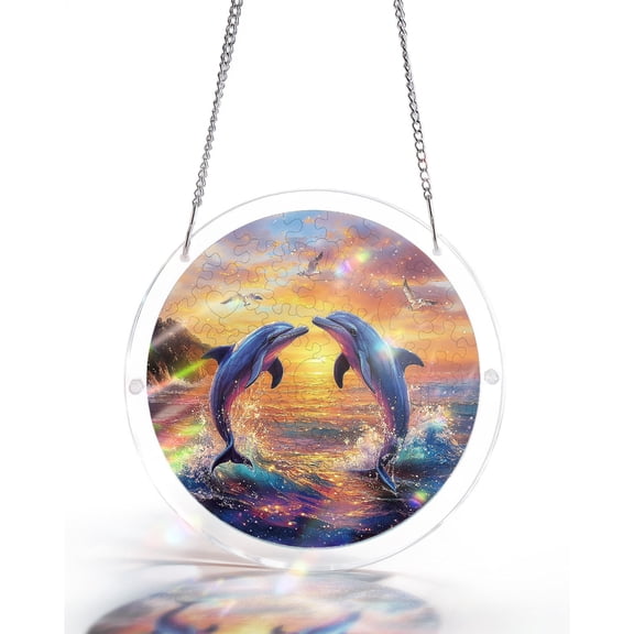 7.1in Acrylic Puzzle Sun Catcher Window Pendant – DIY Double-Sided Light Projection for Home Decor Gift,D