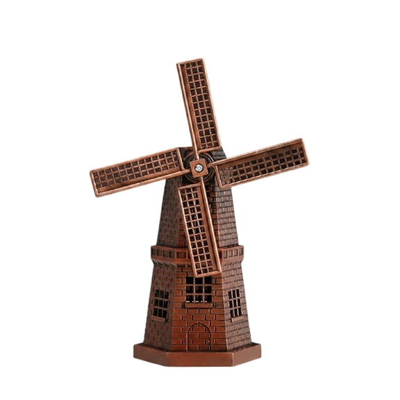 7.1in Vintage Windmill Ornament, Creative Desktop Sculpture for Bookshelf and Wine Cabinet, Living Room Home Decor, Artistic Entryway Table Display, Wine