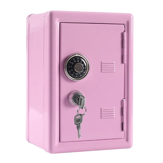 7.1x4.7x3.9in Metal Money Safe - Dual Lock Savings Box with Key & Password (Birthday/Christmas Gift)