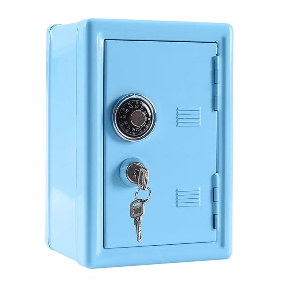 7.1x4.7x3.9in Metal Money Safe - Dual Lock Savings Box with Key & Password (Birthday/Christmas Gift)