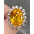 thumbnail image 1 of 7.2 Ctw Vivid Golden Lab Yellow Sapphire Ring Large Huge Cocktail Princess Diana Halo, 1 of 5