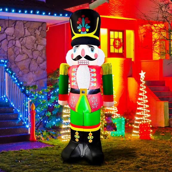 7 FT Inflatable Nutcracker Soldier, Blow up Nutcracker Soldier with LED Lights Built-in, Christmas Outdoor Decorations for Garden Patio Lawn Holiday Party Xmas