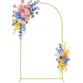 VGMiu Wedding Arch Backdrop Stand 7.2ft, Gold Metal Backdrop Arch Stand for Weddings, Birthday Party, Baby Shower