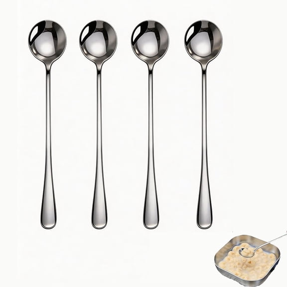 7.2 Inch Stainless Steel Tea Spoon with Round Tip(4 Pieces), Silver Coffee Stir Spoons, Ideal For Espresso, Cappuccino, Dessert & Cocktail Stirring