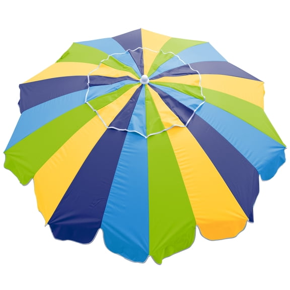 Rio Beach 7 x 7 x 7 ft Multi 20 Panel Umbrella With Integrated Sand Anchor