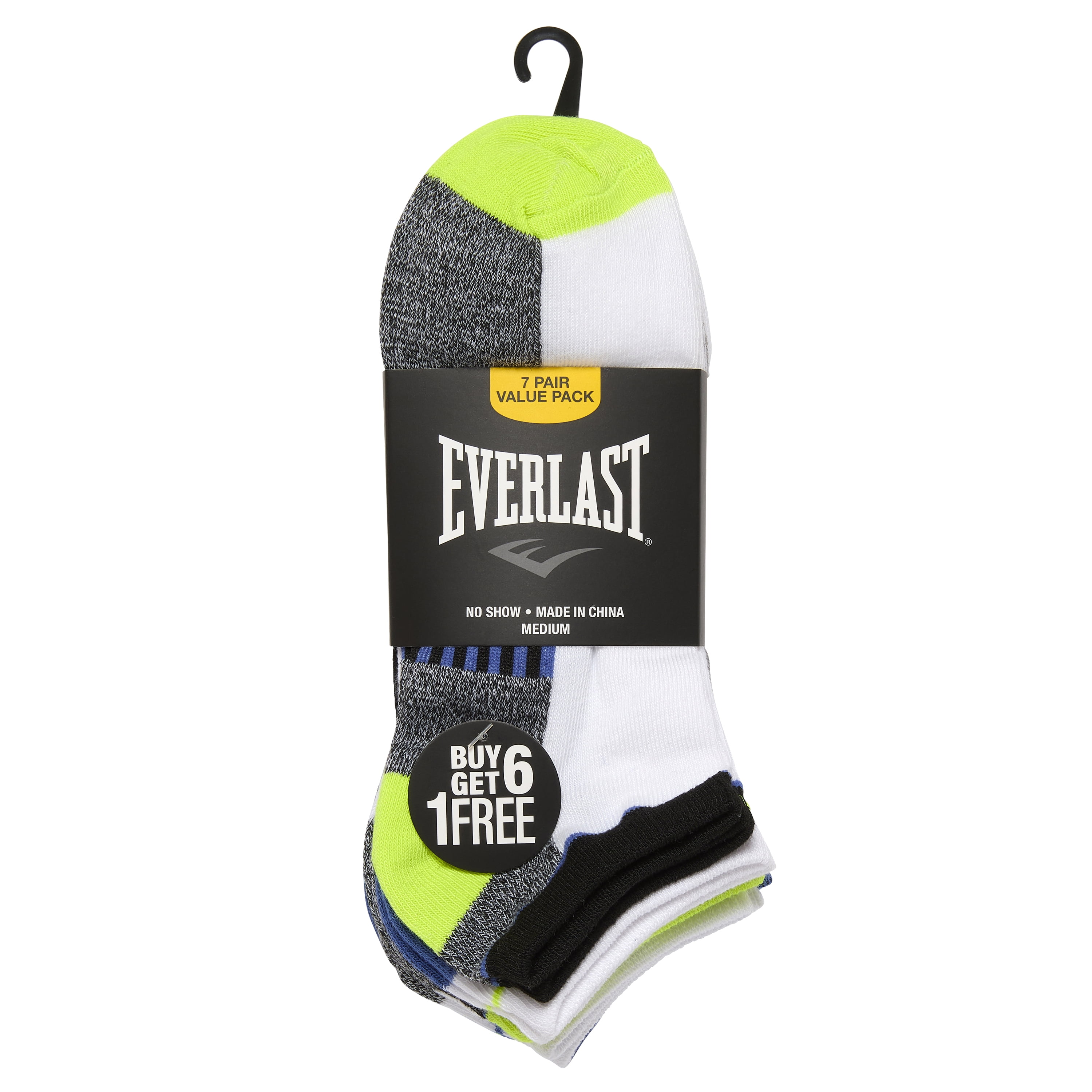 7-21 Pairs of Everlast Men's Assorted Fashioned Low Cut Ankle No show Socks 10-13 (21 Pack, Bright)
