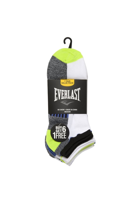 7-21 Pairs of Everlast Men's Assorted Fashioned Low Cut Ankle No show Socks 10-13 (7 Pack, Bright)