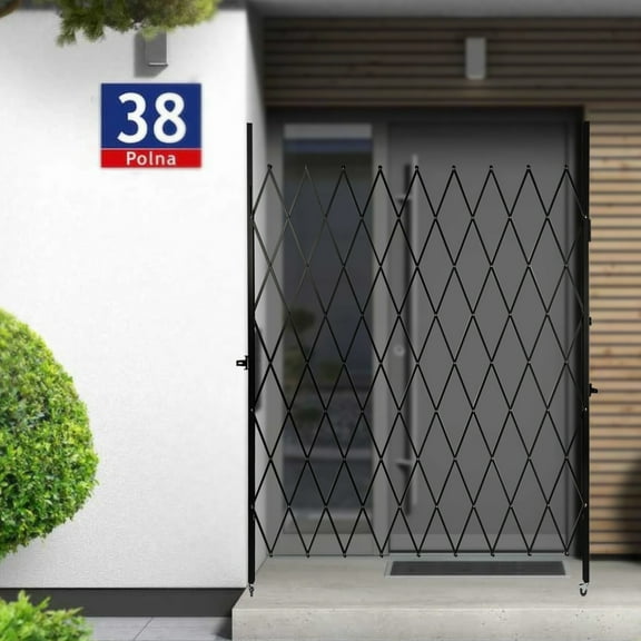7.22ft x 7.5ft Folding Security Gate Wall Mount Single Folding Door Scissor Gate