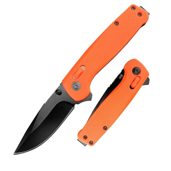 7.24-inch EDC Folding Pocket Knife, 440C Black Coated Blade, Nylon Fiberglass Handle with Reversible Clip for Camping and Everyday Carry Tools
