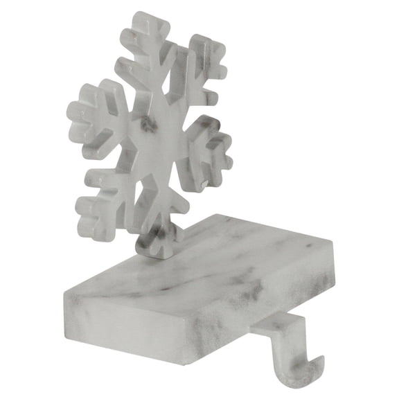 7.25" Black And White Marbled Snowflake Christmas Stocking Holder