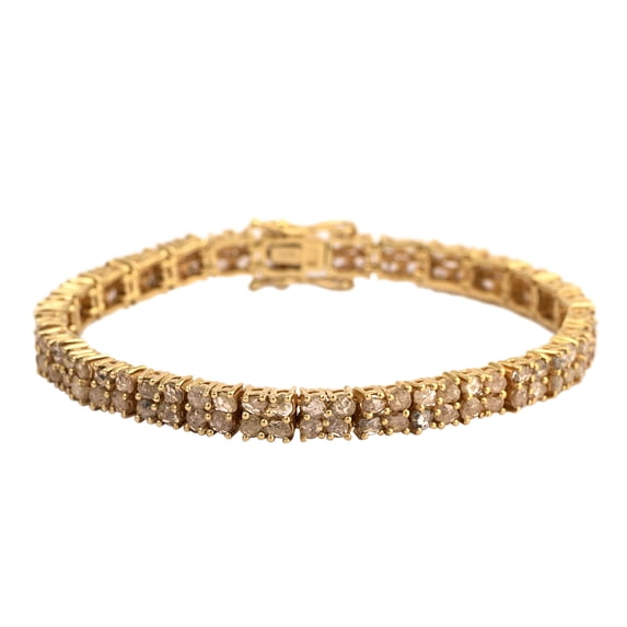 7.25 CTS 925 Sterling Silver Gold Plated Natural Rose Cut Champagne Diamond Tennis Bracelet for Women Size 6.5 Inch
